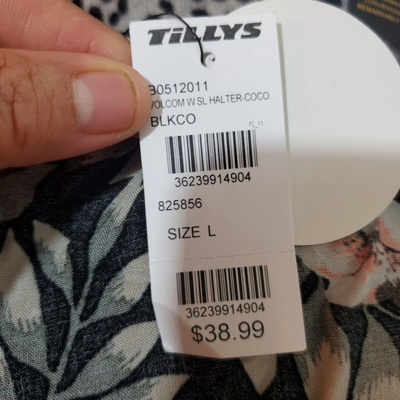 Volcom Blk/Coral Floral Halter Bandeau Top Size Large (10) NWT $38.99 - Picture 6 of 9